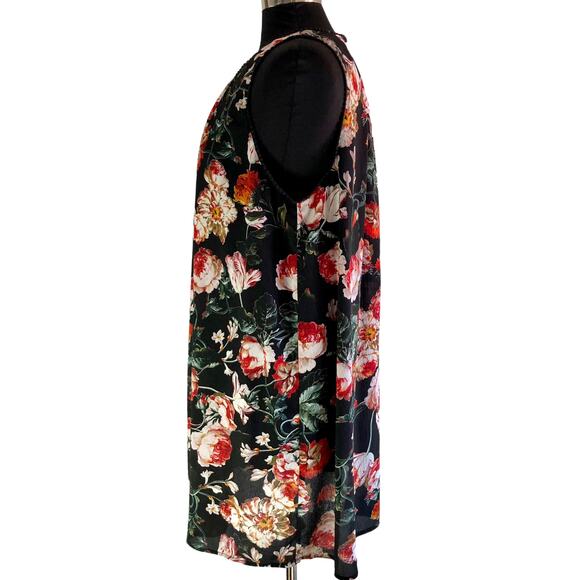 Umgee Black Rose Print Sleeveless Shift Dress MED Soft Girl Casual Vacation Boho - Picture 3 of 7